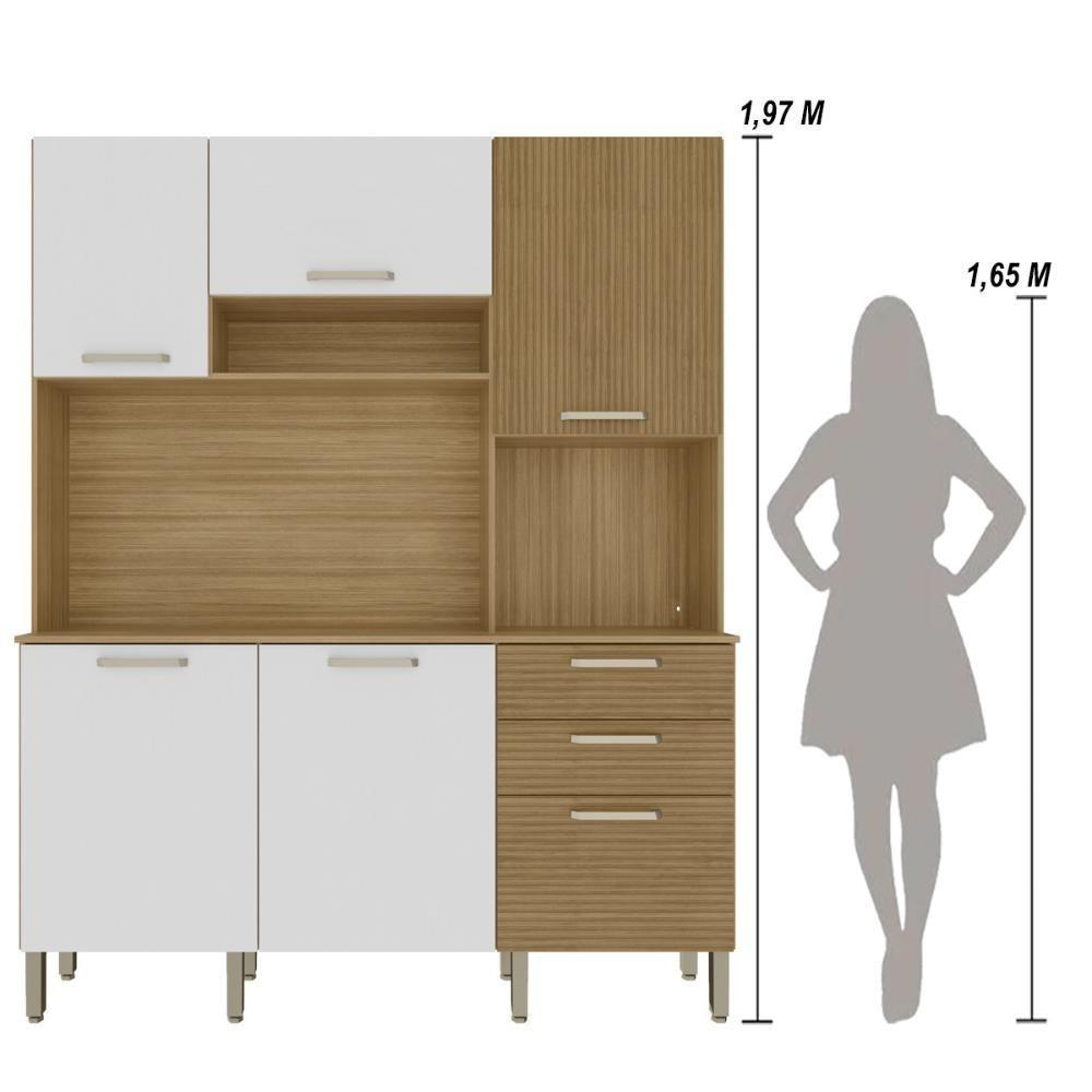 Armário De Cozinha Compacta Mdf 6 Portas Ferrara Plus Freijó-supremo-com Ripado - 5