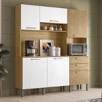 Armário De Cozinha Compacta Mdf 6 Portas Ferrara Plus Freijó-supremo-com Ripado - 1