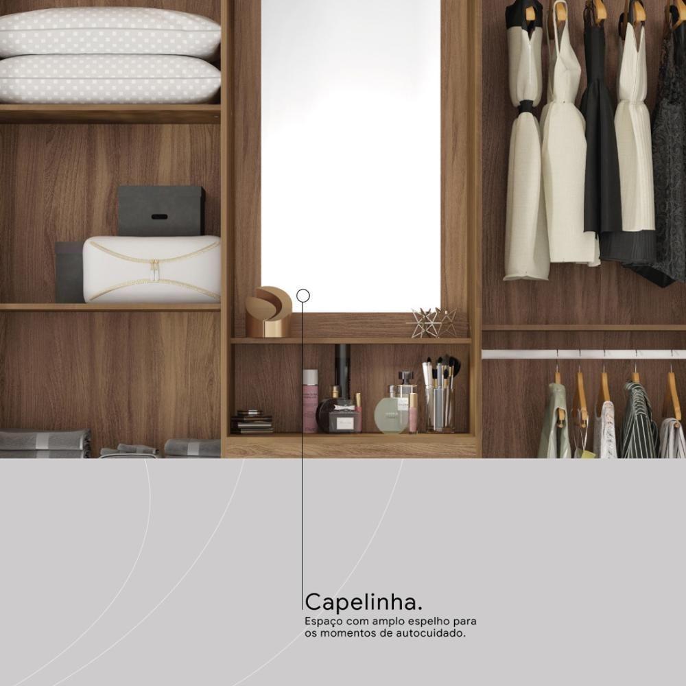 Guarda Roupa Casal 4 Portas Com Espelho E 3 Gavetas Colombo ébano Touch - 6