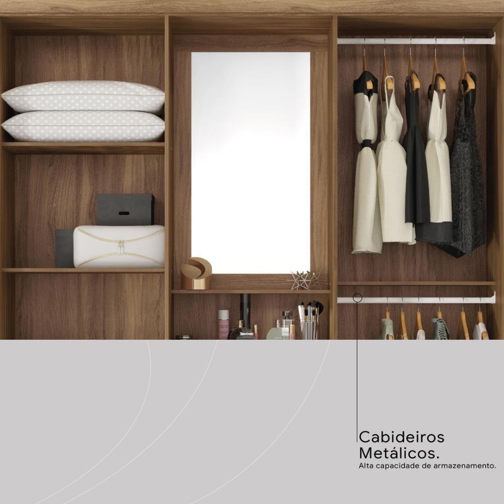 Guarda Roupa Casal 4 Portas Com Espelho E 3 Gavetas Colombo ébano Touch - 8