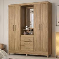 Guarda Roupa Casal 4 Portas Com Espelho E 3 Gavetas Colombo ébano Touch - 1