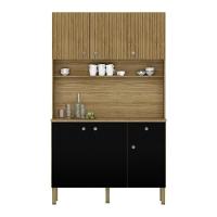 Armário De Cozinha Compacta 6 Portas 1 Gaveta Style-cp-ripado Freijó Freijó-nero-cp-ripado Freijó - 6