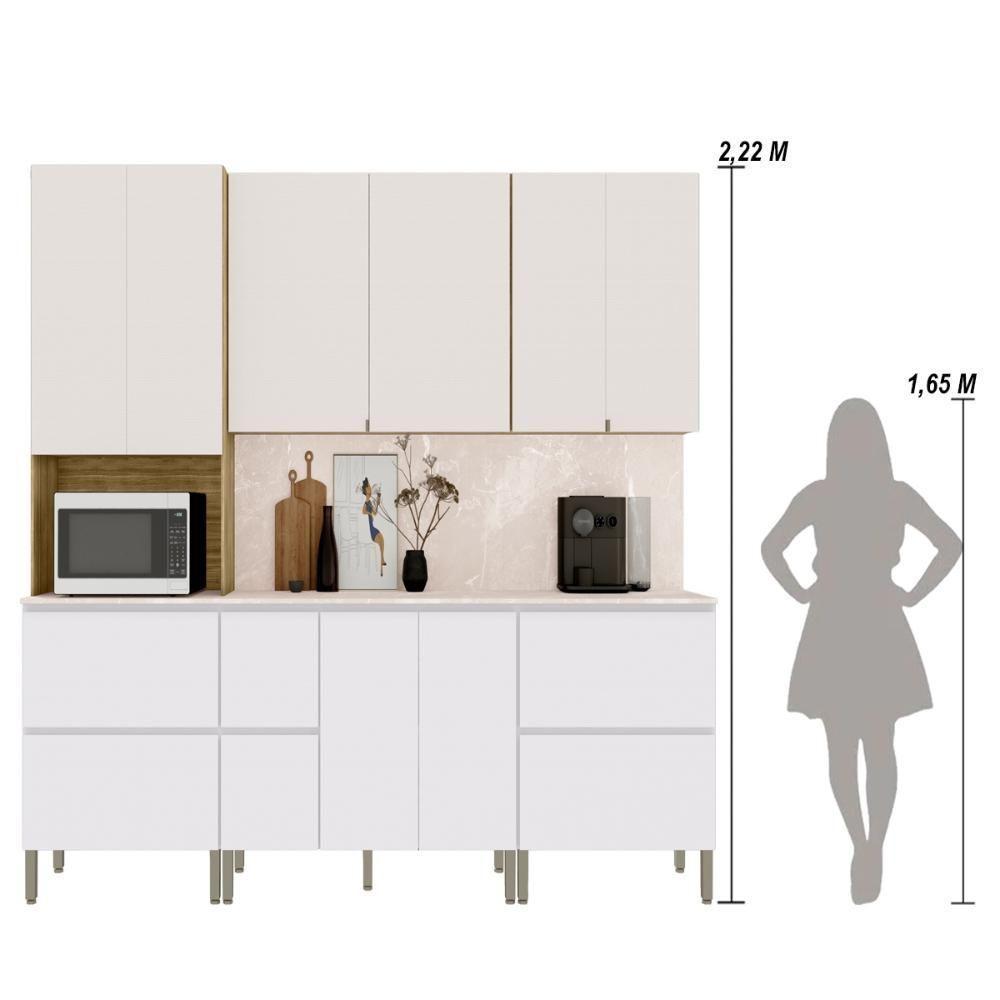 Armário De Cozinha Completa 11 Portas 4 Gavetas Com Balcão Art - Freijó-artico-soft Freijó-artico-soft - 4