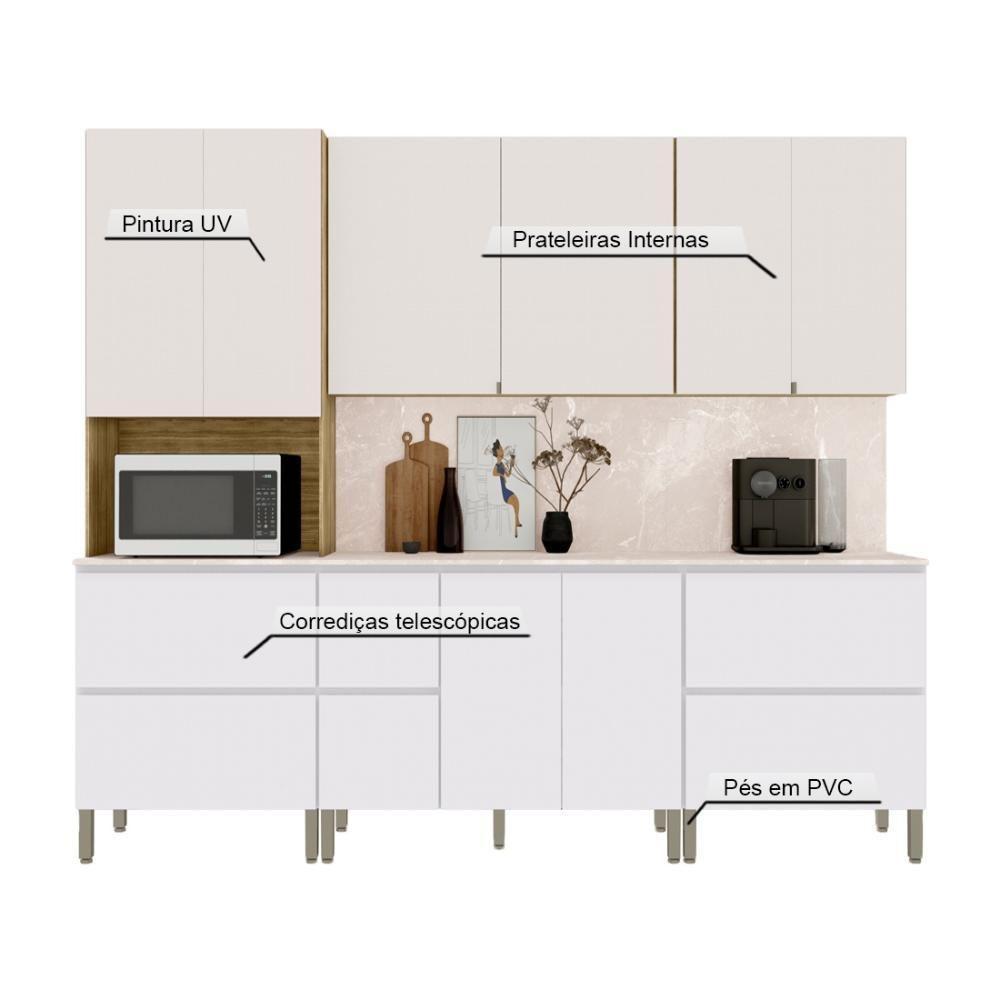 Armário De Cozinha Completa 11 Portas 4 Gavetas Com Balcão Art - Freijó-artico-soft Freijó-artico-soft - 5