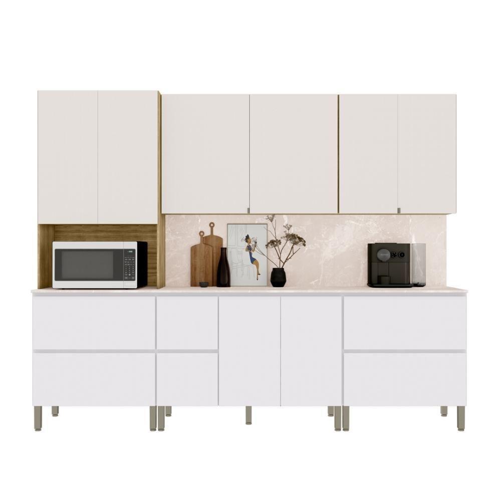 Armário De Cozinha Completa 11 Portas 4 Gavetas Com Balcão Art - Freijó-artico-soft Freijó-artico-soft - 7
