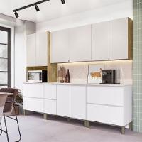 Armário De Cozinha Completa 11 Portas 4 Gavetas Com Balcão Art - Freijó-artico-soft Freijó-artico-soft - 1