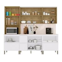 Armário De Cozinha Completa 11 Portas 4 Gavetas Com Balcão Art - Freijó-artico-soft Freijó-artico-soft - 3