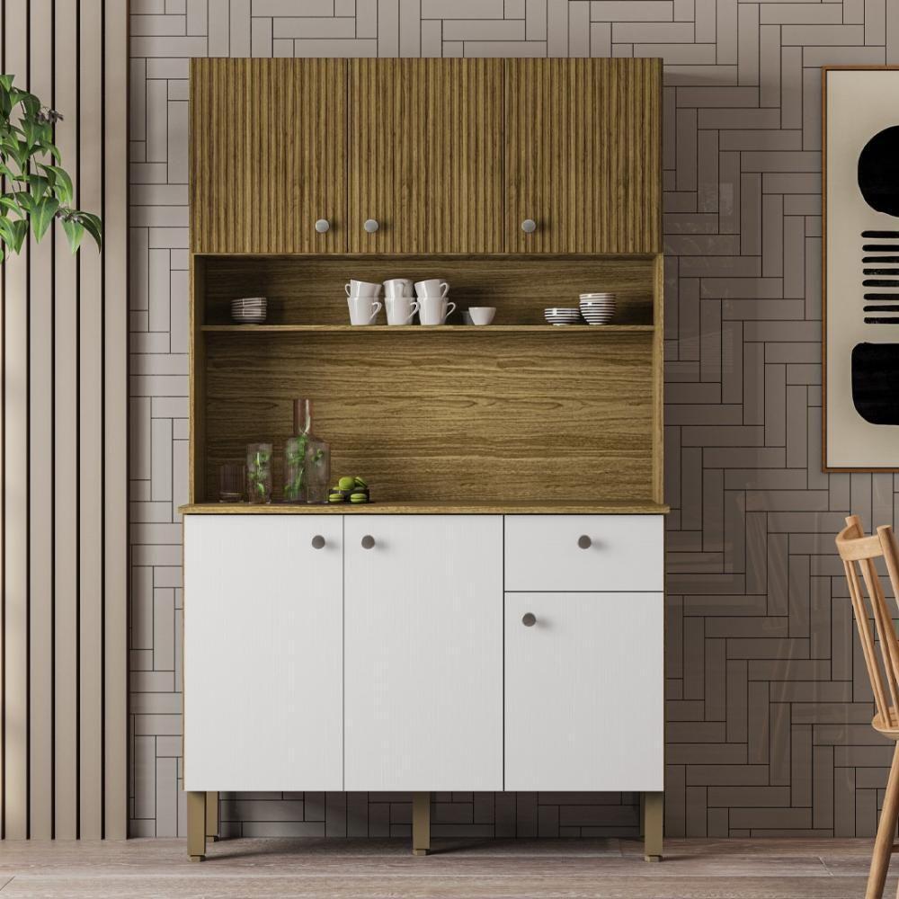 Armário De Cozinha Compacta 6 Portas 1 Gaveta Style Freijó-supremo-cp-ripado - 1