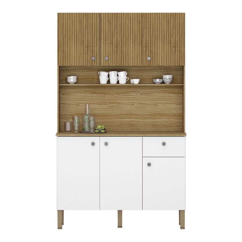 Armário De Cozinha Compacta 6 Portas 1 Gaveta Style Freijó-supremo-cp-ripado - 7