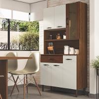 Armário De Cozinha Compacta 6 Portas 1 Gaveta Golden Nogueira-off White-cp-ripado - 1