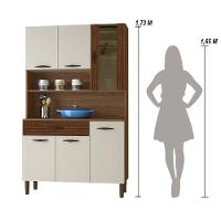 Armário De Cozinha Compacta 6 Portas 1 Gaveta Golden Nogueira-off White-cp-ripado - 3