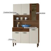 Armário De Cozinha Compacta 6 Portas 1 Gaveta Golden Nogueira-off White-cp-ripado