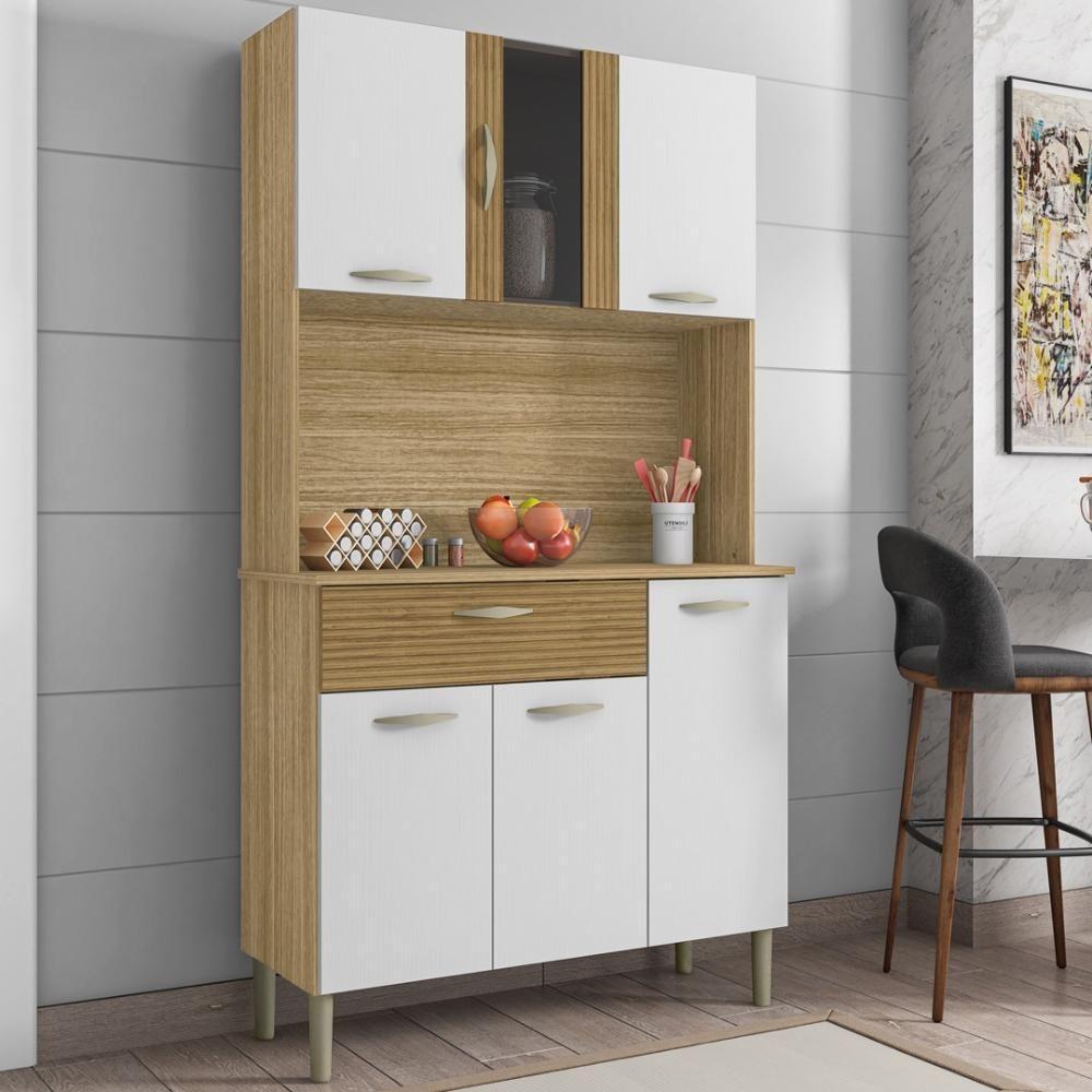 Armário De Cozinha Compacta 6 Portas 1 Gaveta Pan Freijó Freijó-supremo-cp-ripado Freijó - 1