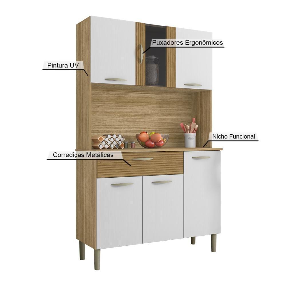 Armário De Cozinha Compacta 6 Portas 1 Gaveta Pan Freijó Freijó-supremo-cp-ripado Freijó - 5