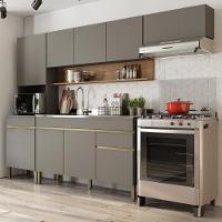 Armário De Cozinha Completa 150 Com Balcão Para Pia 9 Portas Line Freijó-gris - 1