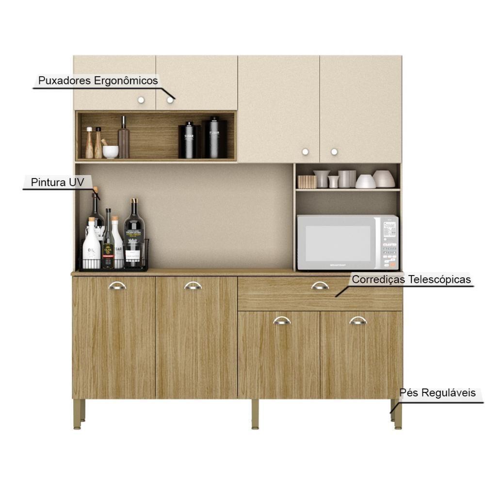 Armario De Cozinha Compacta 8 Portas 1 Gaveta Core Freijó-vanilla - 2