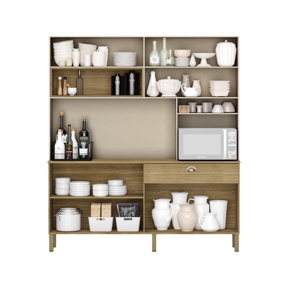 Armario De Cozinha Compacta 8 Portas 1 Gaveta Core Freijó-vanilla - 5