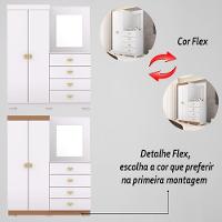Cômoda Roupeiro Com Espelho 2 Portas 4 Gavetas Cristal - Branco/camarim