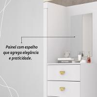 Cômoda Roupeiro Com Espelho 2 Portas 4 Gavetas Cristal - Branco/camarim - 6