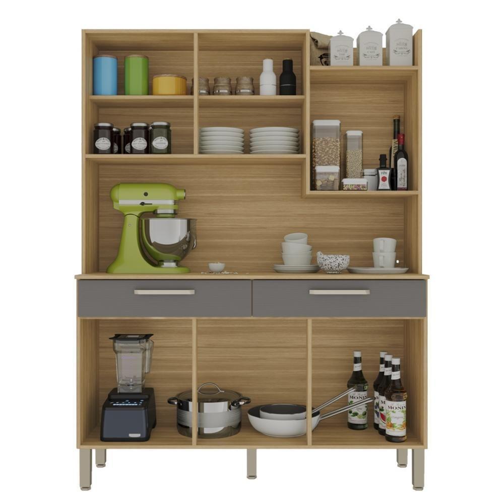 Armário De Cozinha Compacta Mdf 6 Portas Modena Plus Freijó-gris - 2