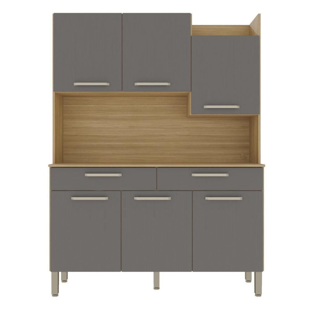Armário De Cozinha Compacta Mdf 6 Portas Modena Plus Freijó-gris - 8
