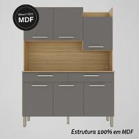 Armário De Cozinha Compacta Mdf 6 Portas Modena Plus Freijó-gris