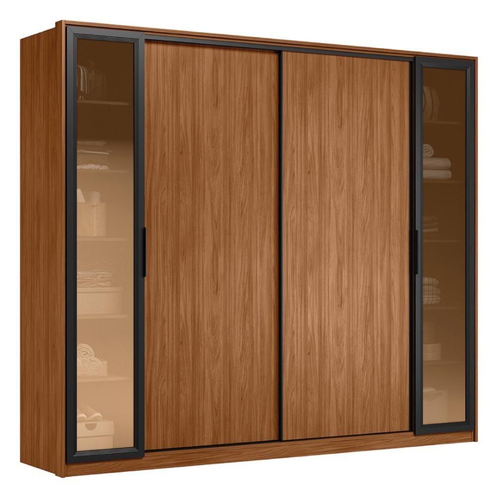 Guarda Roupa Casal 4 Portas Vidro Reflecta E 4 Gavetas Laredo - Nogueira-nude Prime Tx - 10