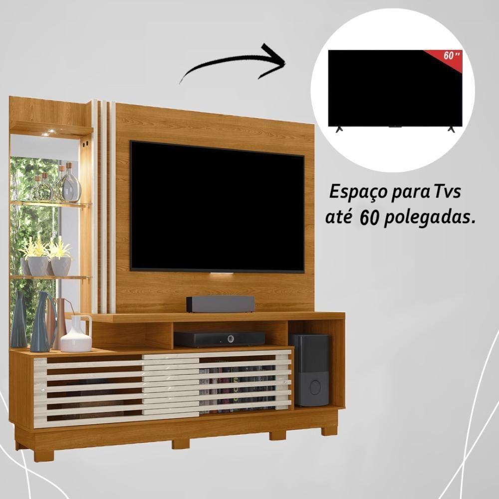 Estante Home Theater 2 Portas Com Espelho Led Frizz Plus - Cinamomo/off White - 4