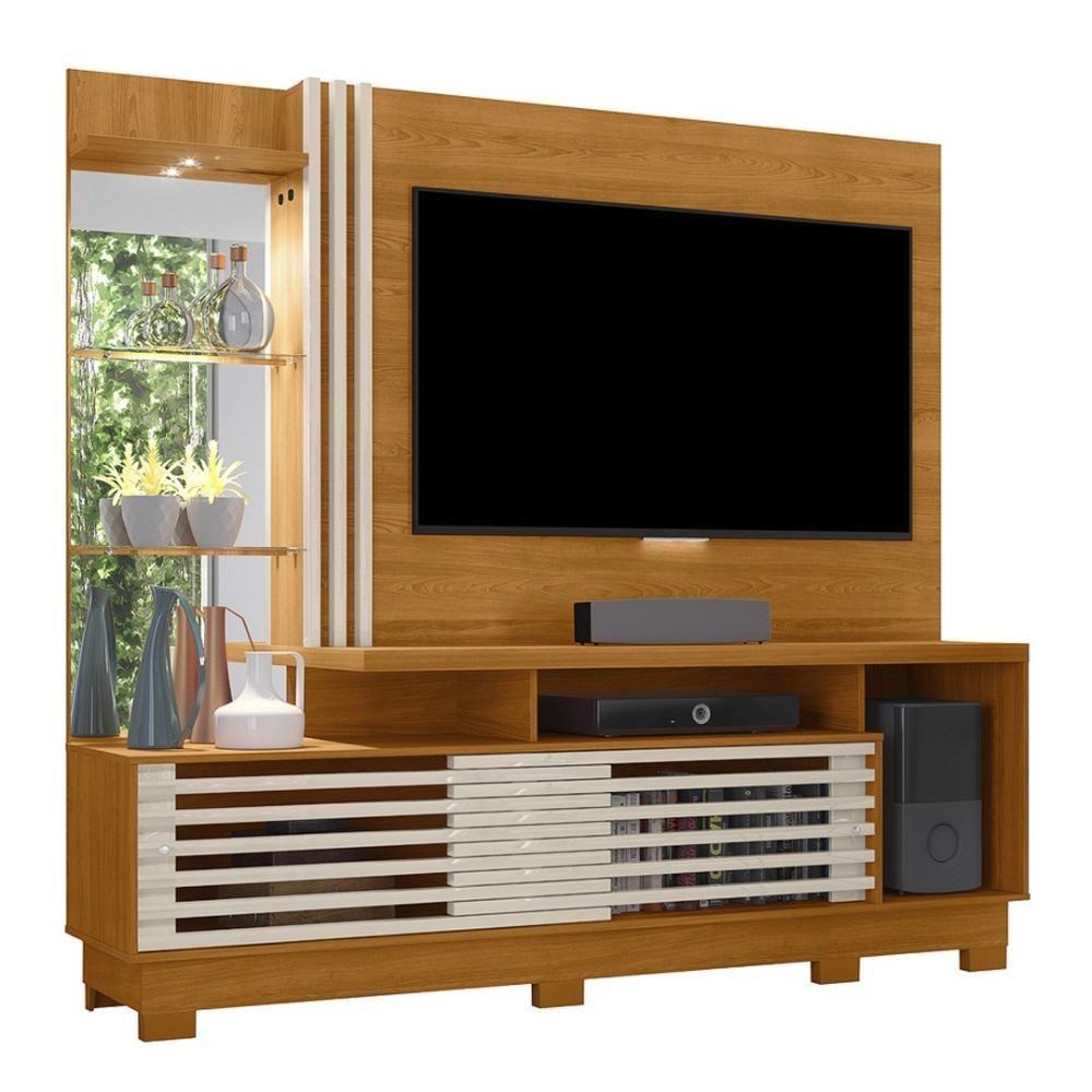 Estante Home Theater 2 Portas Com Espelho Led Frizz Plus - Cinamomo/off White - 8