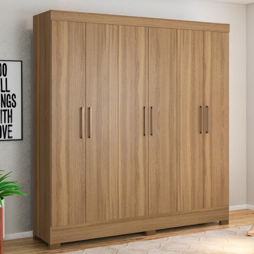 Guarda Roupa Casal 6 Portas E 3 Gavetas Prático Amêndola Touch - 1