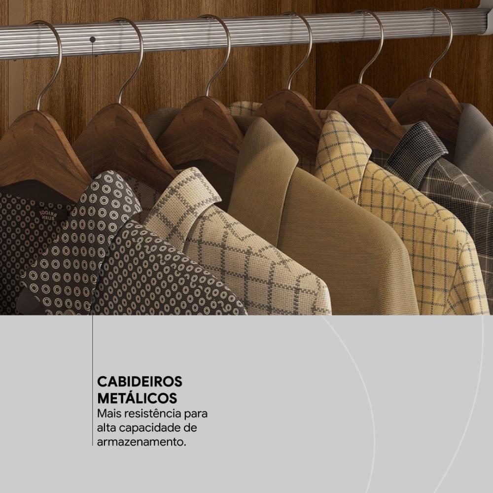 Guarda Roupa Casal 6 Portas E 3 Gavetas Prático Amêndola Touch - 6