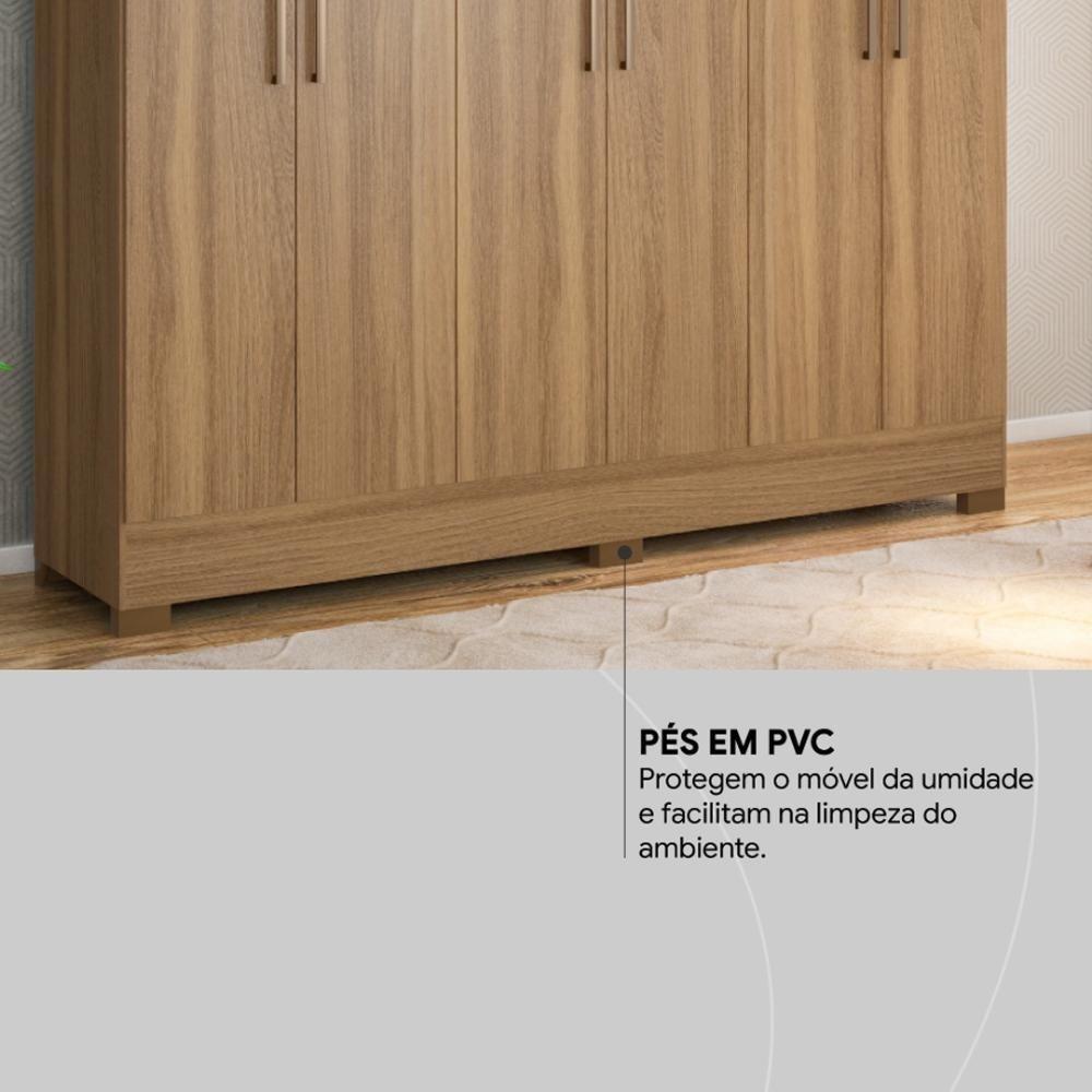 Guarda Roupa Casal 6 Portas E 3 Gavetas Prático Amêndola Touch - 7