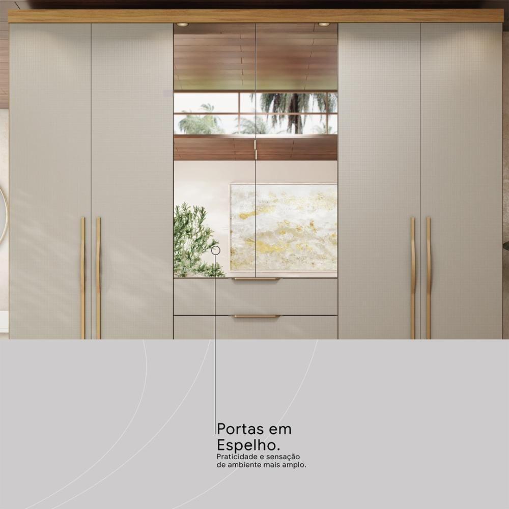 Guarda Roupa Casal 6 Portas Com Espelho E 4 Gavetas Giardino Prime Tx Amêndola Touch-nude - 5