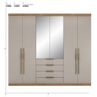 Guarda Roupa Casal 6 Portas Com Espelho E 4 Gavetas Giardino Prime Tx Amêndola Touch-nude - 9