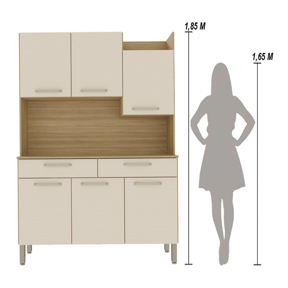 Armário De Cozinha Compacta Mdf 6 Portas Modena Plus Freijó-soft - 6