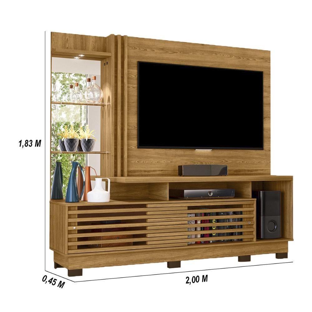 Estante Home Theater 2 Portas Com Espelho Led Frizz Plus - Cumaru - 2