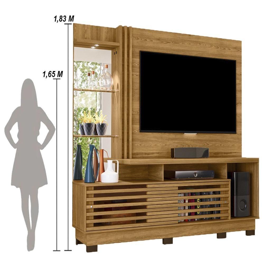 Estante Home Theater 2 Portas Com Espelho Led Frizz Plus - Cumaru - 3