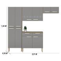 Armário De Cozinha Compacta 10 Portas 2 Gaveta Com Balcão Nala Freijó-gris - 2