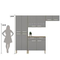 Armário De Cozinha Compacta 10 Portas 2 Gaveta Com Balcão Nala Freijó-gris - 3