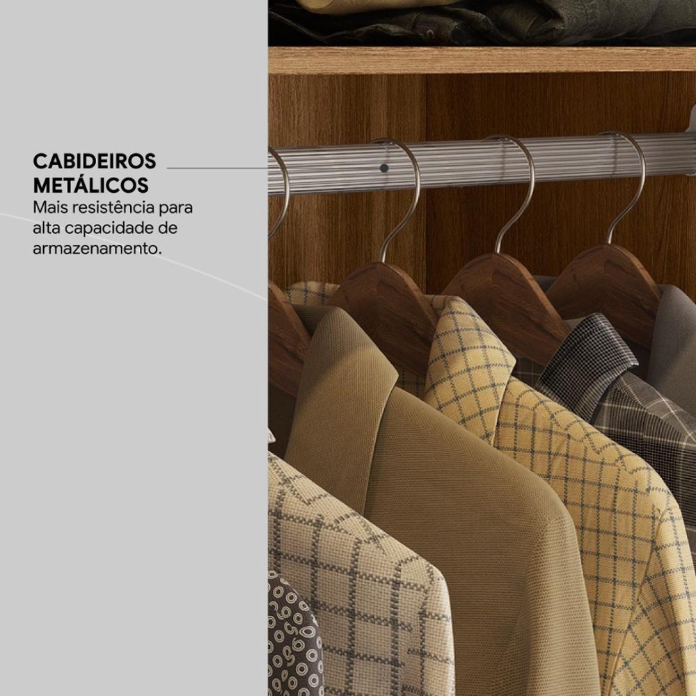 Guarda Roupa Casal 6 Portas Com Espelho E 6 Gavetas Atrice Nogueira Touch - 6