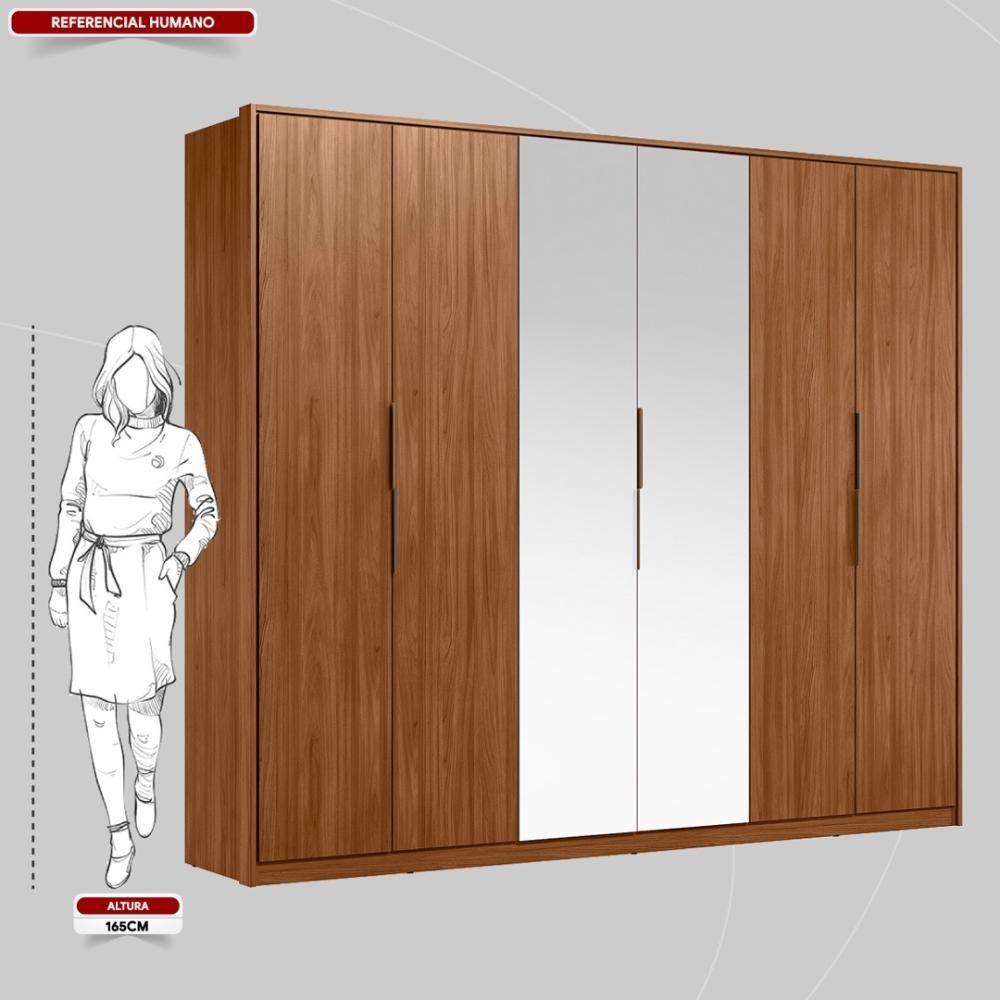 Guarda Roupa Casal 6 Portas Com Espelho E 6 Gavetas Atrice Nogueira Touch - 9