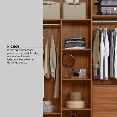 Guarda Roupa Casal Atrice 6 Portas de Bater 6 Gavetas Amêndola Touch MDP