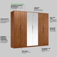 Guarda Roupa Casal 6 Portas Com Espelho E 6 Gavetas Atrice Nogueira Touch - 2