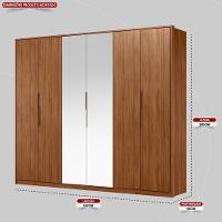 Guarda Roupa Casal 6 Portas Com Espelho E 6 Gavetas Atrice Nogueira Touch - 3