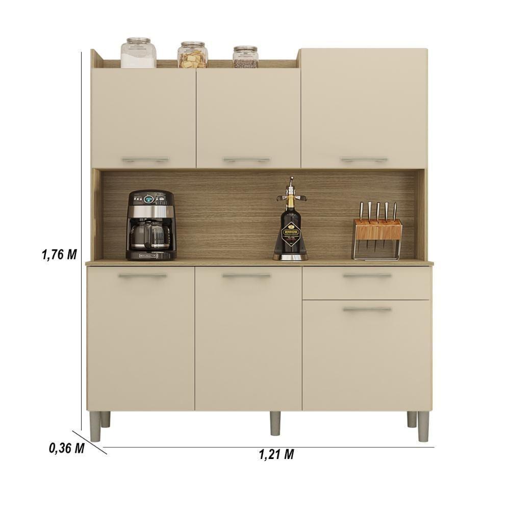 Armário De Cozinha Compacta 6 Portas 1 Gaveta Gênova Freijó-vanilla - 7