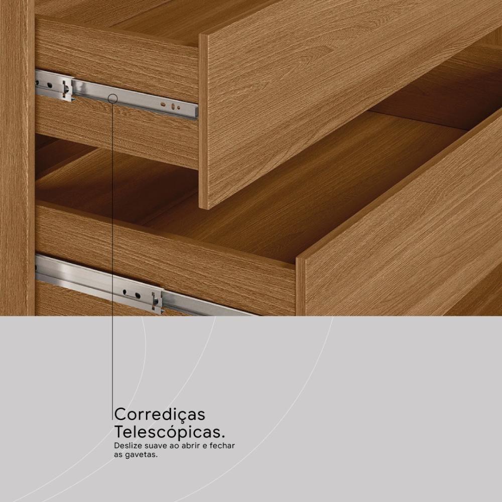 Guarda Roupa Casal 4 Portas Com Espelho E 4 Gavetas Bilbao Amêndola Touch-off White - 5