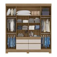 Guarda Roupa Casal 4 Portas Com Espelho E 4 Gavetas Bilbao Amêndola Touch-off White - 2