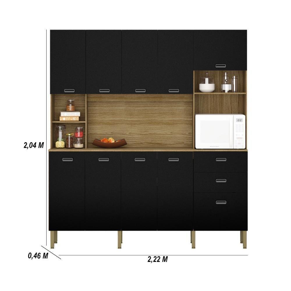 Armario De Cozinha Compacta 10 Portas 2 Gavetas Intense Freijó-nero - 2