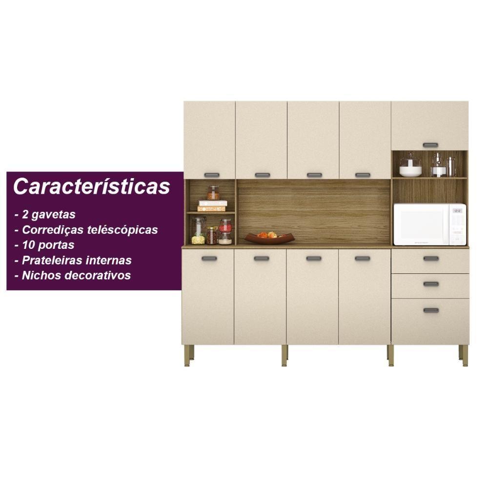 Armario De Cozinha Compacta 10 Portas 2 Gavetas Intense Freijó-nero - 5