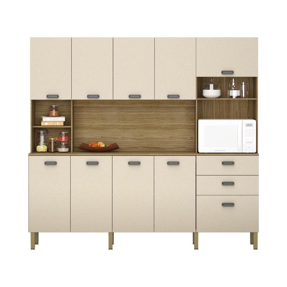 Armario De Cozinha Compacta 10 Portas 2 Gavetas Intense Freijó-nero - 6